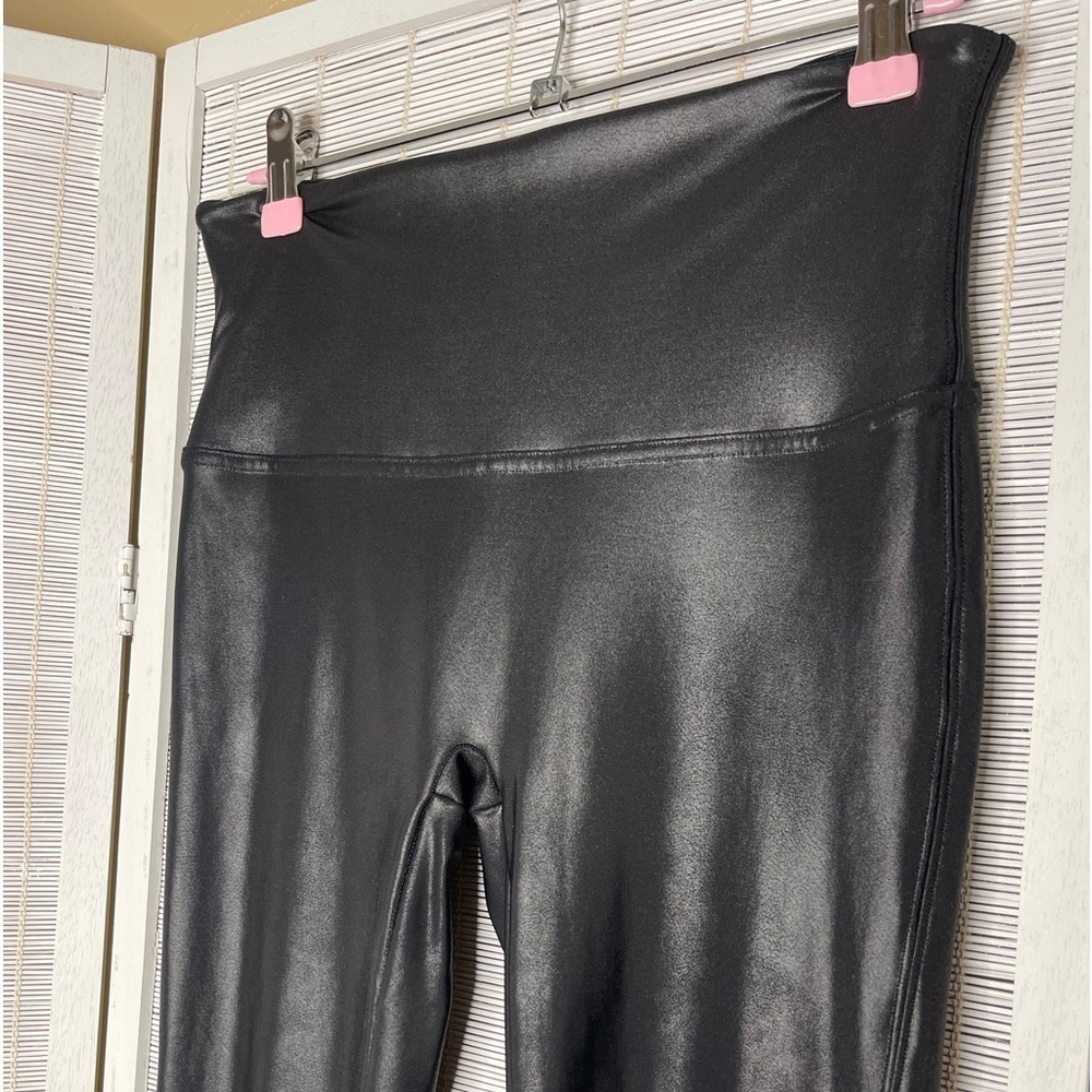 Spanx Faux Leather Leggings Black High Rise Nylon Elastane Size L - Picture 3 of 10